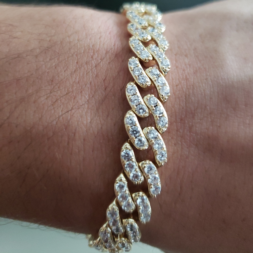 8 mm Gold Plated Iced Cuban Link Bracelet